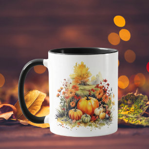 Watercolor Pumpkins Autumn Florals Mug