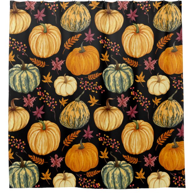 Watercolor Pumpkins: Autumn Seamless Pattern. (Front)
