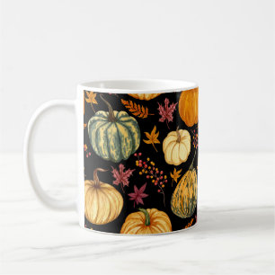 Watercolor Pumpkins: Autumn Seamless Pattern. Coffee Mug