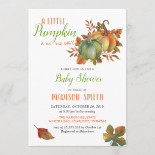 Watercolor Pumpkins Baby Shower Invitation