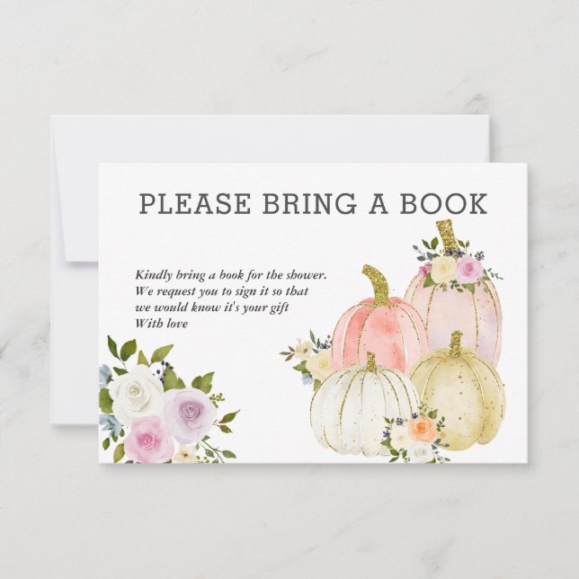Watercolor Pumpkins Bring A Book | Baby Shower Invitation (Front)