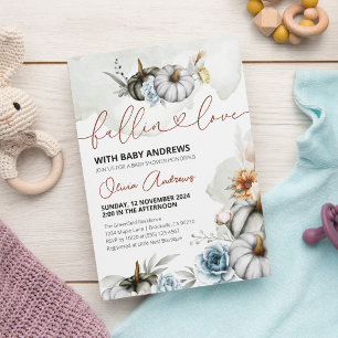 Watercolor Pumpkins Fallin in Love Baby Shower Invitation