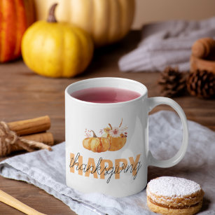 Watercolor Pumpkins & Orange Happy Thanksgiving Coffee Mug