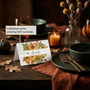 Watercolor pumpkins place card
