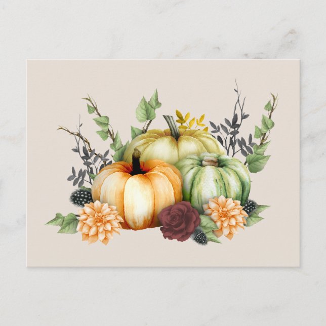 Watercolor Pumpkins Postcard (Front)