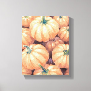 Watercolor Pumpkins Thanksgiving Halloween Canvas Print