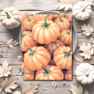 Watercolor Pumpkins Thanksgiving Halloween Holiday Postcard