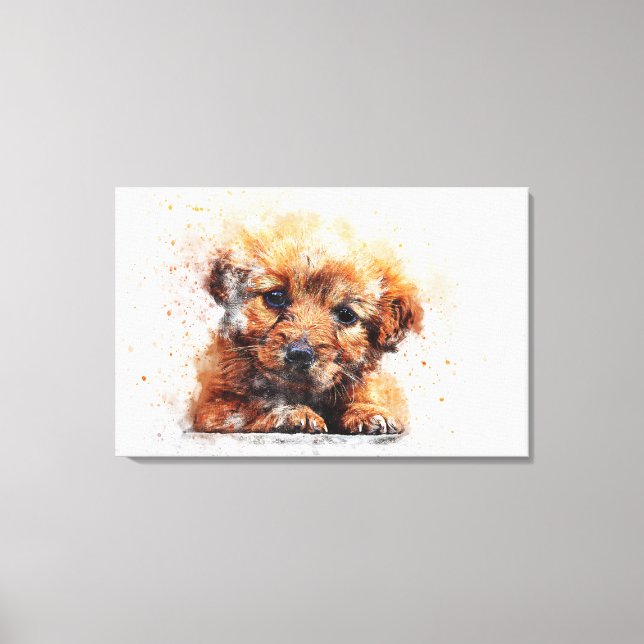 Watercolor Puppy Canvas Print (Front)