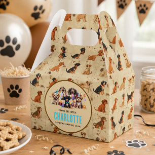 Watercolor Puppy Pawty Dog Birthday Favor Box