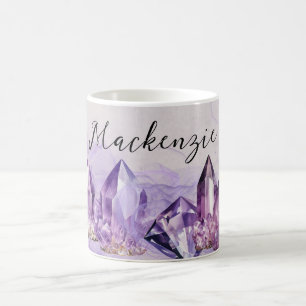 Watercolor Purple Amethyst Crystals Coffee Mug