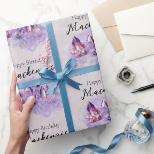 Watercolor Purple Amethyst Crystals Wrapping Paper
