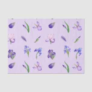 Watercolor Purple and Blue Iris Flower Tissue Paper