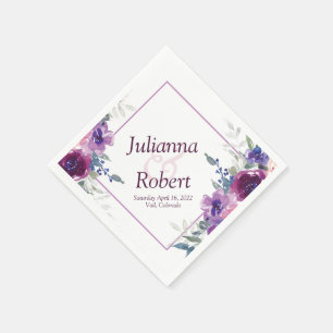 Watercolor purple and mauve floral   napkins
