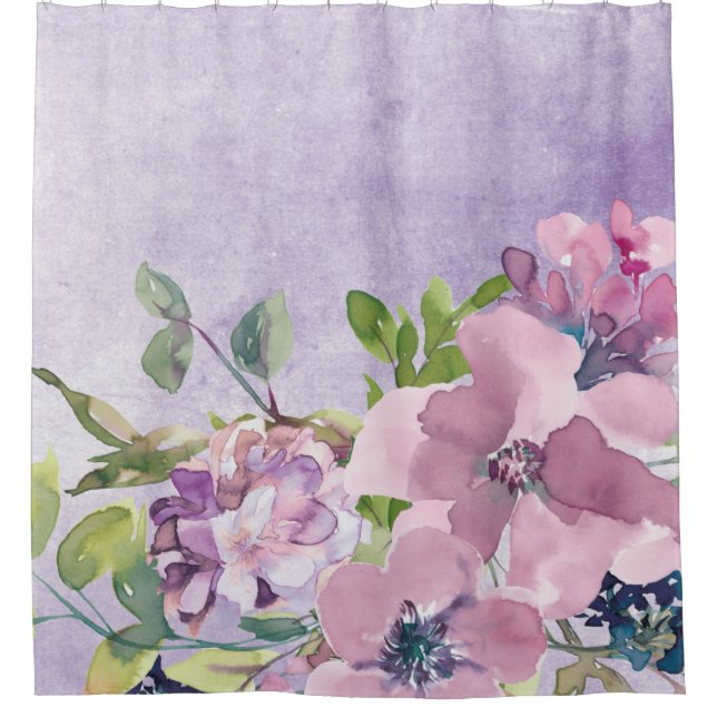 Watercolor Purple and Mauve Flowers (Front)