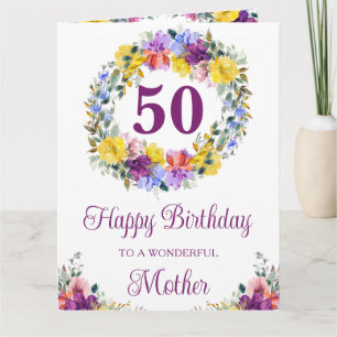 Watercolor Purple and Yellow Flowers Birthday Card