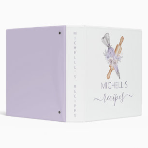 Watercolor Purple Bakery tool personalized Recipes Binder