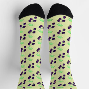 Watercolor Purple Blackberry Botanical Socks