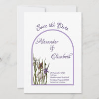 Watercolor Purple & Blue Iris Save the Date