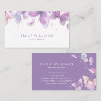 Watercolor Purple Butterflies Business Card