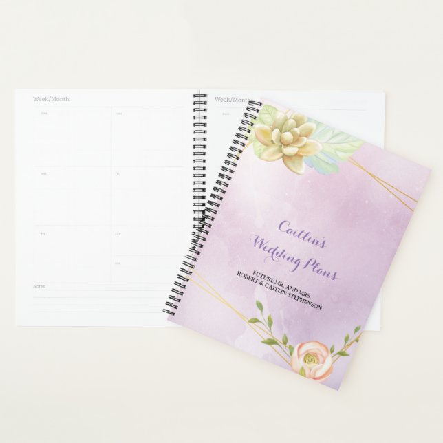 watercolor purple chic floral Wedding planner (Display)