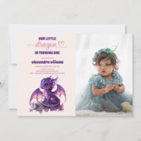 Watercolor Purple Dragon 1st Birthday Photo