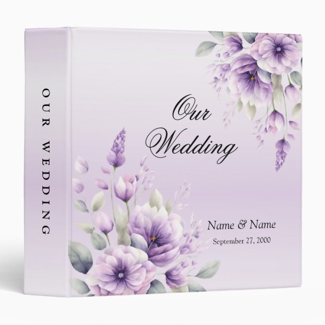 Watercolor Purple Floral Album Binder (Front/Spine)