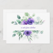 Watercolor Purple Floral Anemones and Greenery Card (Front/Back)