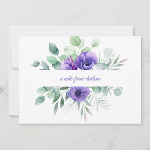 Watercolor Purple Floral Anemones and Greenery Card