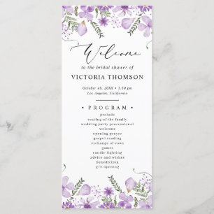 Watercolor Purple Floral Bridal Shower Program
