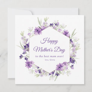 watercolor purple floral happy mother's day card