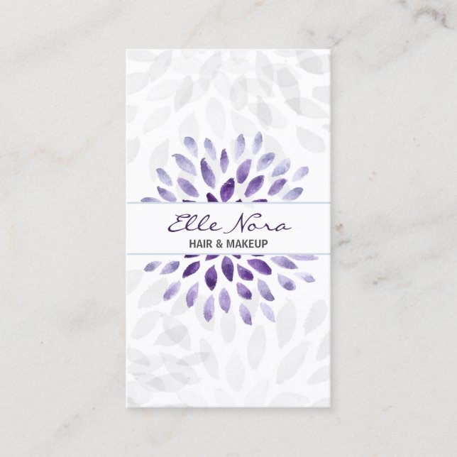 watercolor purple floral Makeup artist Card (Front)