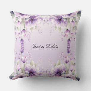 Watercolor Purple Floral Throw Pillow