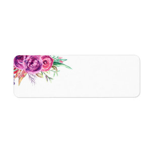 Watercolor Purple Floral Wedding Address Labels