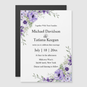 watercolor purple floral wedding invitation magnet