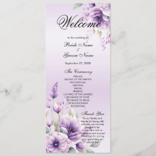 Watercolor Purple Floral Wedding Program