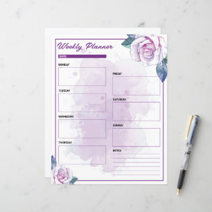 Watercolor Purple Floral Weekly Planner