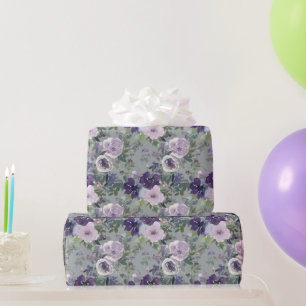 Watercolor Purple Floral Wrapping Paper