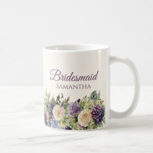 Watercolor Purple Flower Bouquet-Bridesmaid gifts- Coffee Mug