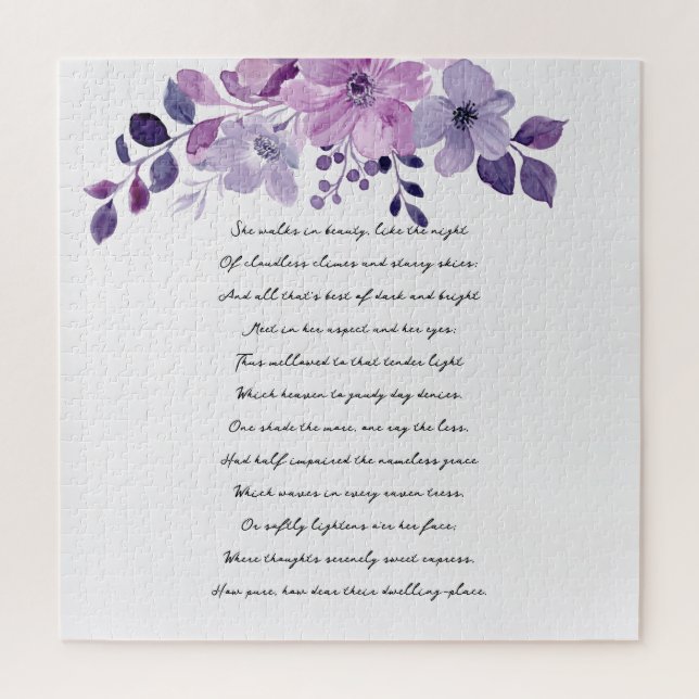Watercolor purple flower bouquet  jigsaw puzzle (Vertical)
