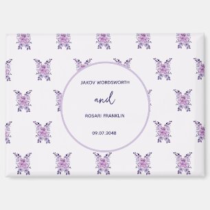 Watercolor purple flower bouquet magnet