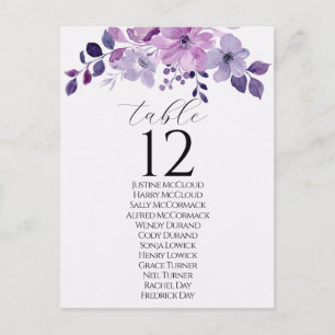 Watercolor purple flower bouquet postcard