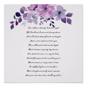 Watercolor purple flower bouquet poster