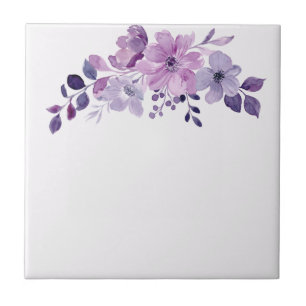 Watercolor purple flower bouquet  tile