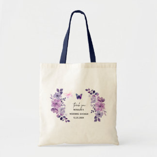 Watercolor purple flower bouquet tote bag