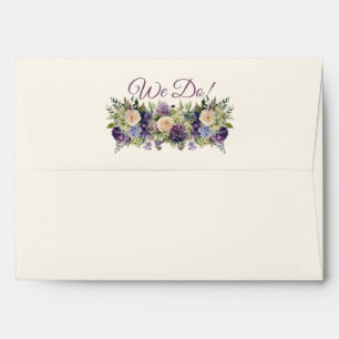 Watercolor Purple Flower Bouquet-Wedding- Envelope