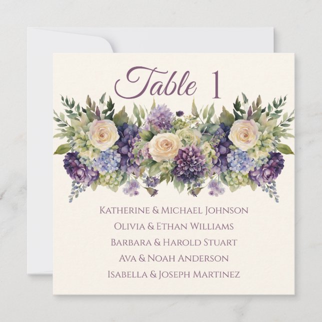 Watercolor Purple Flower Bouquet-Wedding- Invitation (Front)