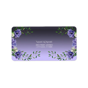 Watercolor Purple Flowers Address Label