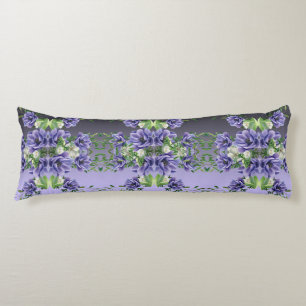 Watercolor Purple Flowers Body Pillow