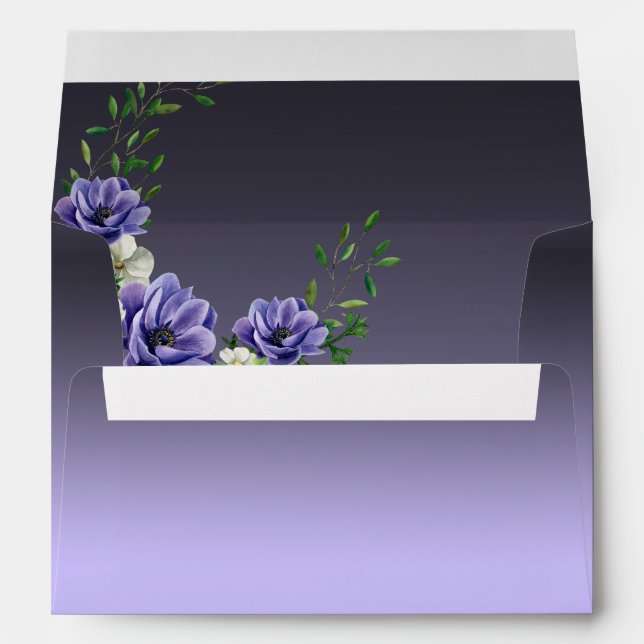 Watercolor Purple Flowers Envelope (Back (Bottom))