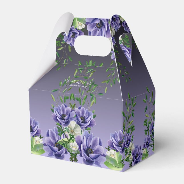 Watercolor Purple Flowers Favour Box (Front Side)